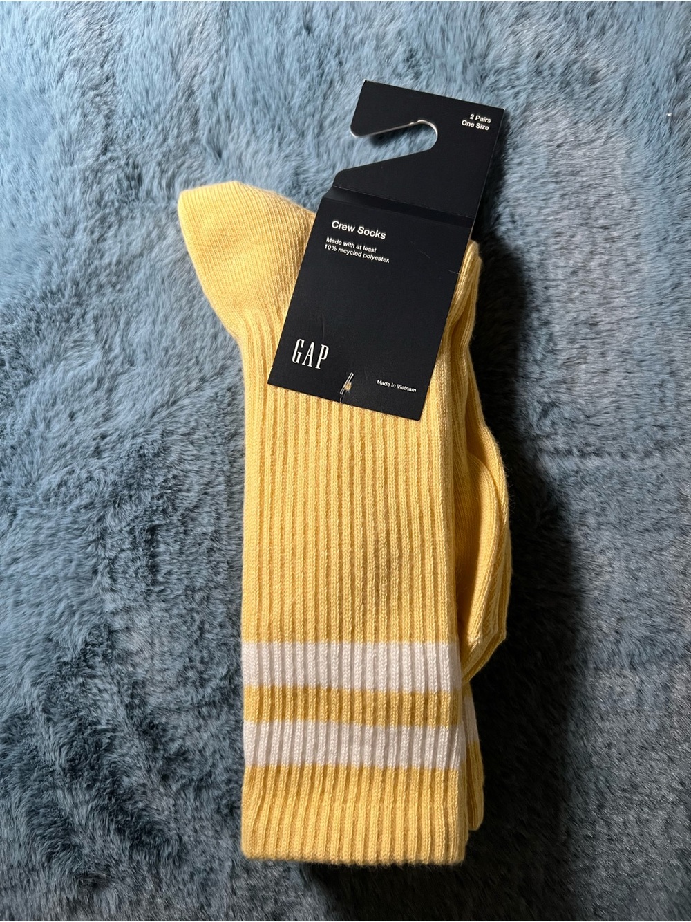 GAP Women’s Yellow Crew Socks with White Stripes - 2 pairs NWT